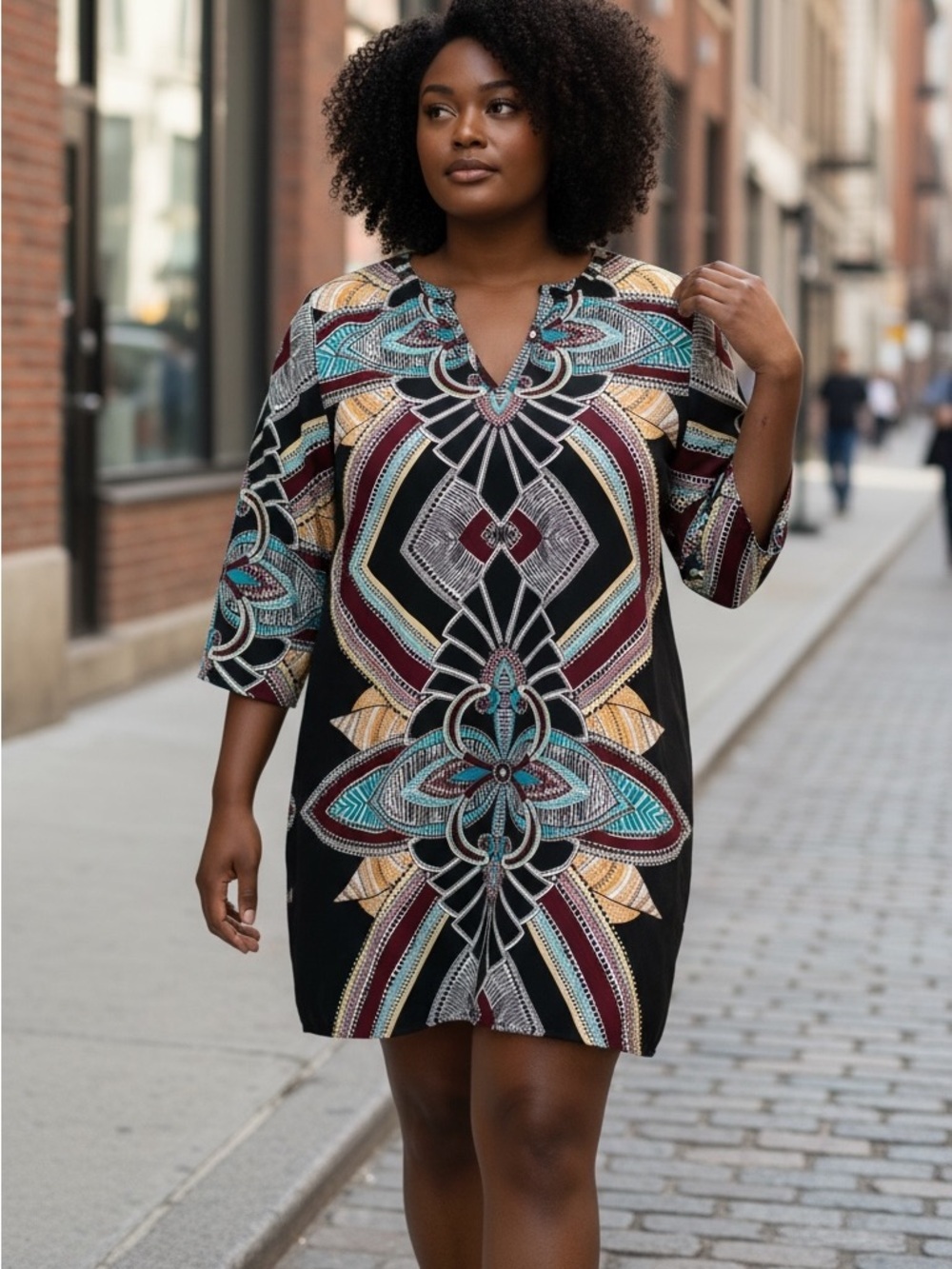 💰Multicolor Geometric Shift Dress M